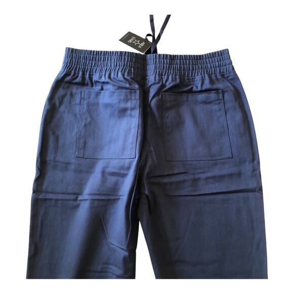 Area Stars NWT Women’s Navy Blue Ali Cropped Drawstring Cut Hem Pants Large - Picture 14 of 16